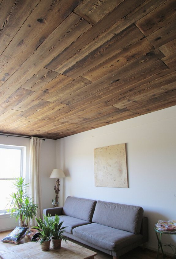 plafond rustique en bois de palette récupéré