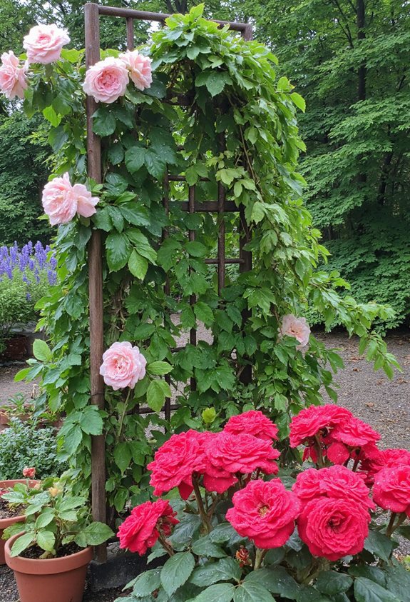 jardin vertical de roses grimpantes