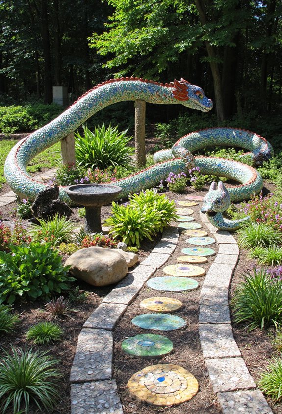 chemins de jardin en mosaïque vibrants