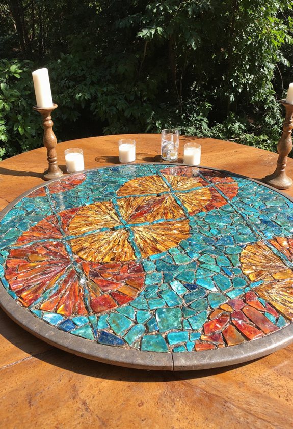 tableau mosaïque vibrant au centre
