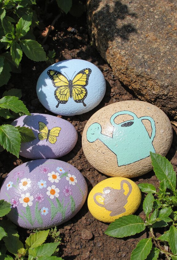 pierres de jardin peintes vintage