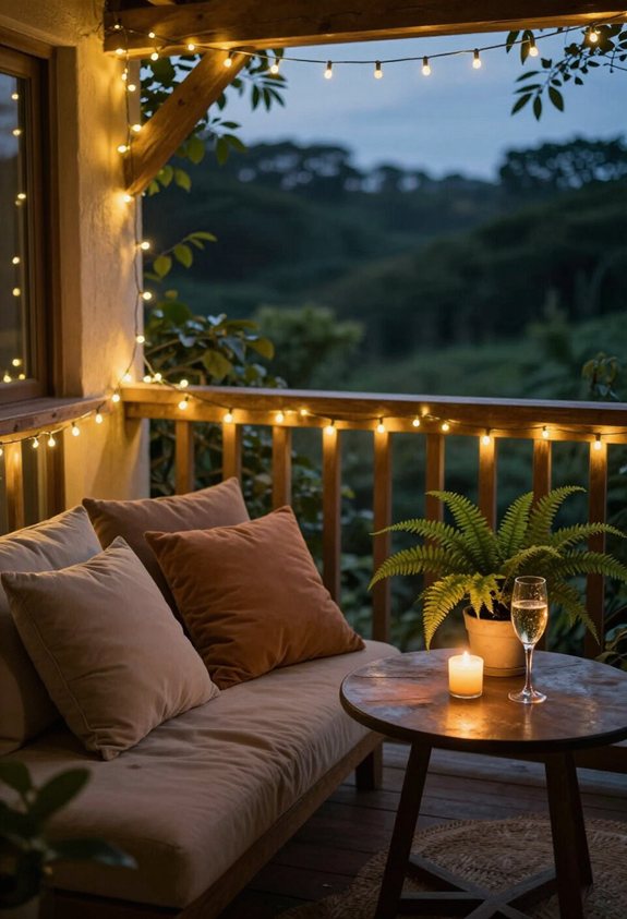 ambiance lumineuse magique sur le balcon