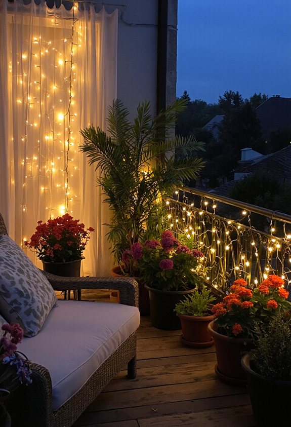 l'éclairage magique de balcon en plein air