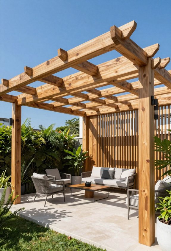 pergola en bois moderne et minimaliste