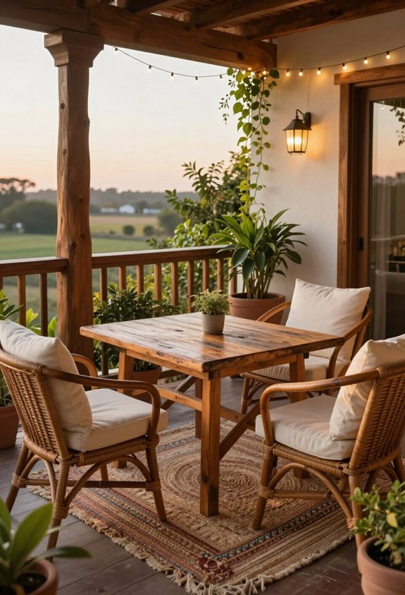 accents de balcon en bois naturel