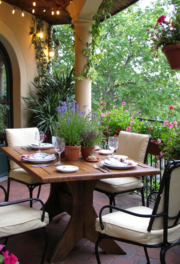 dining en plein air avec des lumières