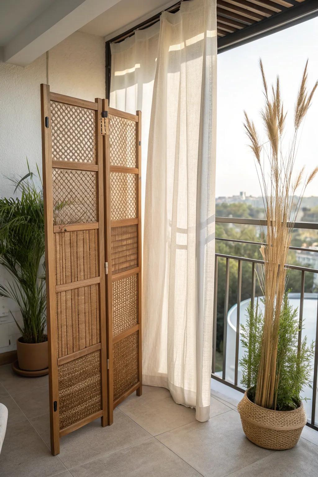 Allier claustra en bois et plantes pour l'intimite