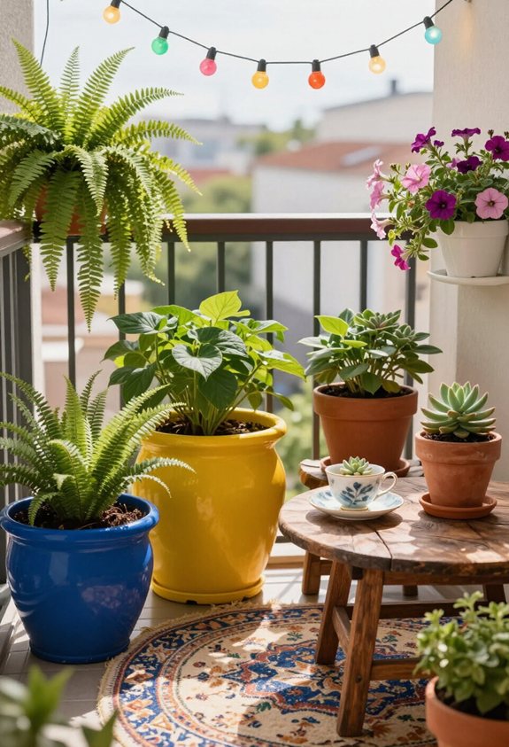 bacs de balcon colorés et vibrants
