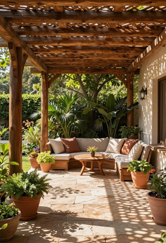 pergola en bois chaud sur le patio