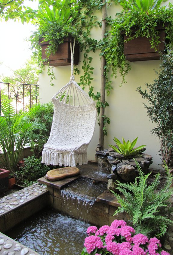 les éléments d'eau améliorent la sérénité du balcon