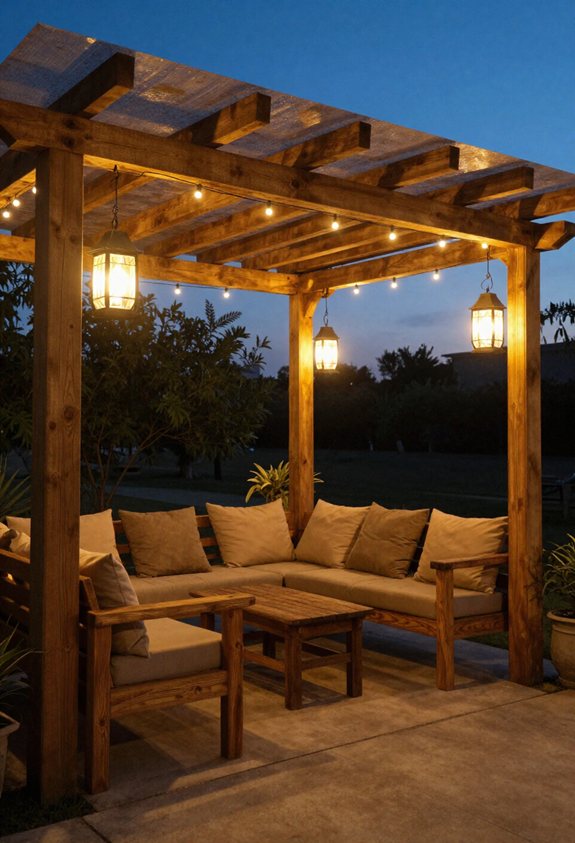 pergola en bois ambiance du soir