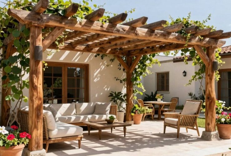 Les pergolas en bois améliorent le patio