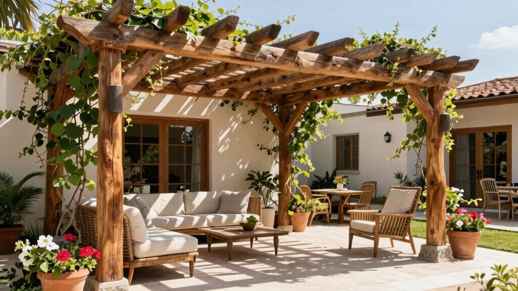 Les pergolas en bois améliorent le patio