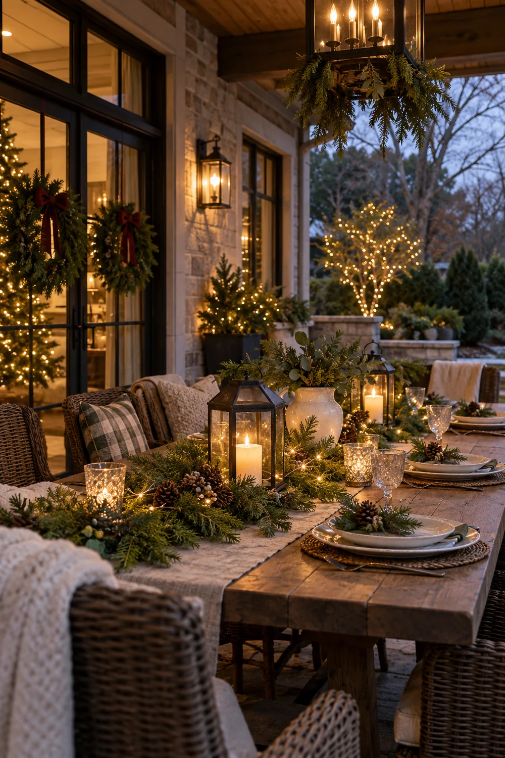 Dresser une table de fête sur la terrasse couverte